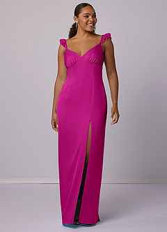 Barbie ♥ Azazie Bridesmaid Dresses Fuchsia Sheath Stretch Satin Dress image15