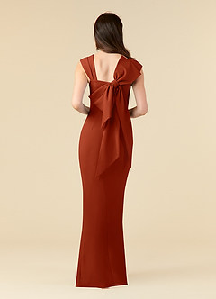 Azazie Ellen Mother of the Bride Dresses Rust Sheath Side Slit Stretch Crepe Dress image2