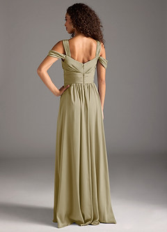 Azazie Lianne Bridesmaid Dresses Moss Green A-Line Off the Shoulder Stretch Satin Dress image11