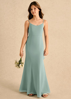 Azazie Kennie Girls Formal Flower Girl Klänningar Klänning Sjöjungfru i Chiffong Plisserad image4