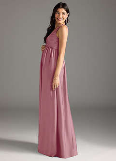 Azazie Yetta Maternity Bridesmaid Dresses A-Line Pleated Stretch Satin Floor-Length Dress image4