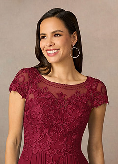 Azazie Lunda Kleider für die Brautmutter A-Linie Spitze Chiffon Kleid Burgunderrot image3
