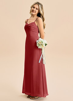 Azazie Jordyn Junior Vestido de Óxido de Gasa de Corte en A con Escote de Corazón image1