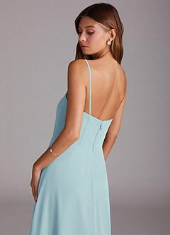 Azazie Wren Bridesmaid Dresses Sea Glass A-Line Strapless Chiffon Dress image7