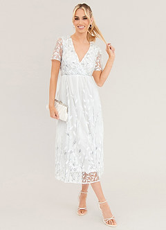Light Up Beauty White Floral Sequin Short Sleeve Maxi Dress image1