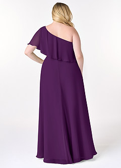 Azazie Lizzy Final Sale Grape A-Line One Shoulder Chiffon Dress image9