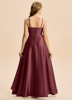 Azazie Eirlys Junior A-Linie Plissee Stretch-Satin Kleid Merlot image2