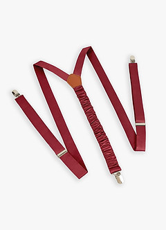 front Matching Matte Satin Bow Tie & Suspenders Set