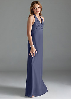 Azazie Tessie Junior Stormy A-Line Pleated Chiffon Dress image4