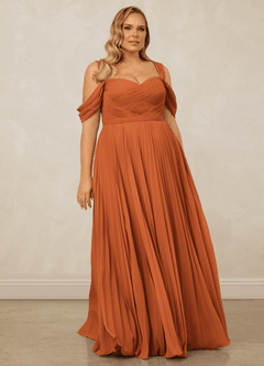Christian Siriano Bridal for Azazie 1013 Robes de demoiselle d'honneur Robe Trapèze en Mousseline de soie Épaule décolletée Cannelle image10