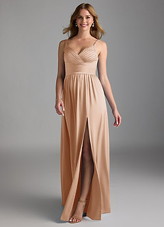 Azazie Chanel Bridesmaid Dresses English Rose A-Line Pleated Stretch Satin Dress image1
