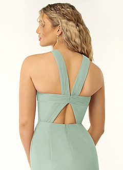 Azazie Rue Bridesmaid Dresses Agave A-Line Halter Chiffon Dress image3