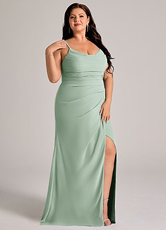 Azazie Deandra Bridesmaid Dresses Agave Mermaid Pleated Chiffon Dress image11