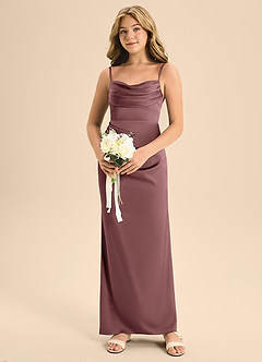 Azazie Mai Junior Vintage Mauve A-Line Sweetheart Neckline Stretch Satin Dress image4