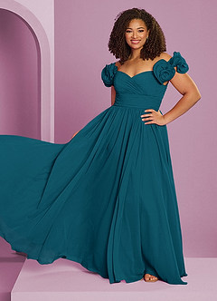 Barbie ♥ Azazie Bridesmaid Dresses Ink Blue A-Line Off the Shoulder Chiffon Convertible Dress image16