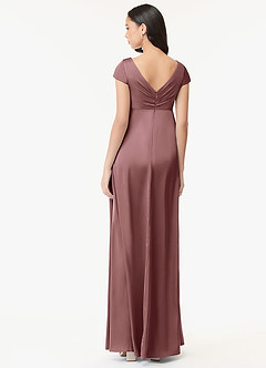 Azazie Allessia Maternity Bridesmaid Dresses A-Line Pleated Stretch Satin Floor-Length Dress image2