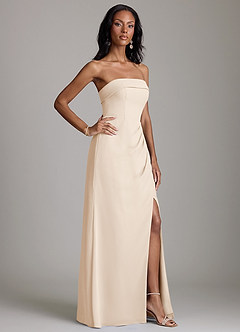 Azazie Aretha Bridesmaid Dresses White Alabaster A-Line Strapless Chiffon Dress image5