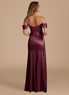 Azazie Amyra Bridesmaid Dresses Cabernet Mermaid Sweetheart Neckline Metallic Satin Convertible Dress image6