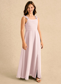 Azazie Masie Girls Formal Blumenmädchenkleider A-Linie Plissee Chiffon Kleid Zartrosa image1