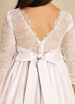 Azazie Mae Flower Girl Dresses Ivory Rose Petal A-Line Bow Tulle Dress image5