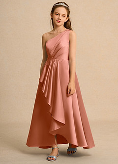 Azazie Taffy Junior Formal Jurken voor bloemenmeisjes A-Lijn Jurk van Mat Satijn Kant Meer Gesneden image1