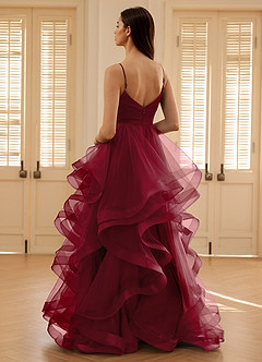 Carmencita Merlot A-Linien-Rüschen-Abendkleid image8