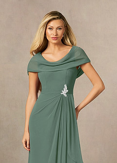 Azazie Mary Mother of the Bride Dresses Eucalyptus A-Line Side Slit Chiffon Dress image5