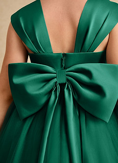 Azazie Chickadee Flower Girl Dresses Emerald Ball-Gown Sweetheart Neckline Matte Satin Dress image6