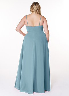 Azazie Moira Bridesmaid Dresses Moody Blue A-Line Scoop Chiffon Dress image9