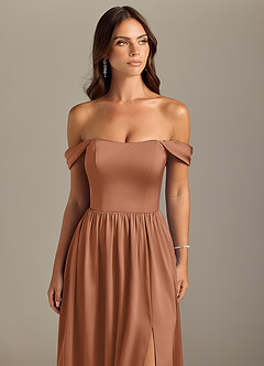 Azazie Calianna Vestidos de damas de honor Vestido de Bronceador de Satén Elástico de Corte en A Convertible con Vestidos sin tirantes image4