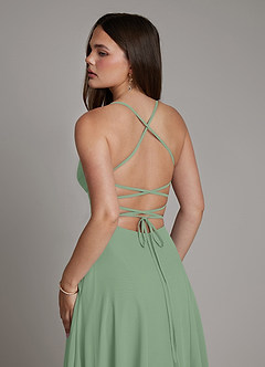 Azazie Irelia Vestidos de damas de honor Vestido de Matcha de Gasa de Línea A con Escote de Corazón image7