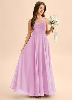 Azazie Kady Junior Robe Trapèze en Mousseline de soie Encolure en Forme de Cœur Rose Bonbon image5