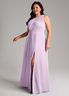 Azazie Phaedra Jurken voor bruidsmeisjes Jurk van Chiffon met A-Lijn One-Shoulder Frosted Lila image14