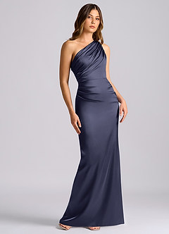 Azazie Akilah Brudtärnklänningar Klänning av Sjöjungfru i Stretch Satin One-shoulder Stormig image1