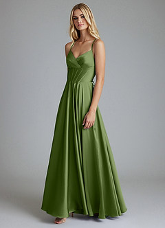 Azazie Alaia Suknie dla druhen Linia A Gorset Satyna elastyczna Do ziemi Sukienka image4