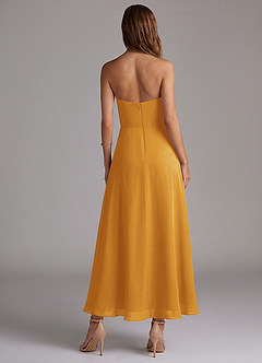 Azazie Wren Vestidos de madrinha de casamento Vestido Caramelo de Chiffon de Linha A com Sem alças image4