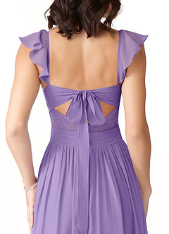 Azazie Lissa Bridesmaid Dresses Tahiti A-Line Lace Chiffon Dress image3