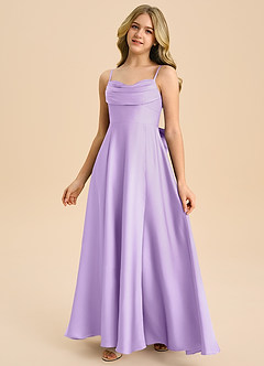 Azazie Bear Junior Lilac A-Line Sweetheart Neckline Stretch Satin Dress image4