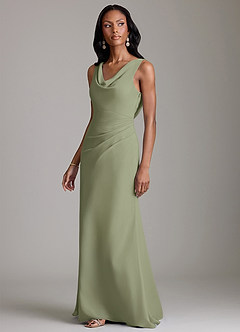 Azazie Linelle Bridesmaid Dresses Pistachio Mermaid Pleated Chiffon Dress image6