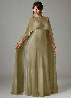 Azazie Stefania Robes de demoiselle d'honneur Robe Trapèze en Satin extensible Vert Mousse image3