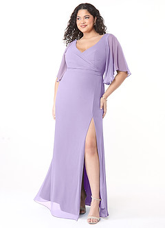 Azazie Cierra Abiti da Damigella Abito A-Line in Chiffon con Scollo a V Lilla image9