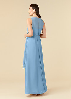 Azazie Marchioness Mother of the Bride Dresses Steel Blue A-Line Scoop Pleated Chiffon Dress image4