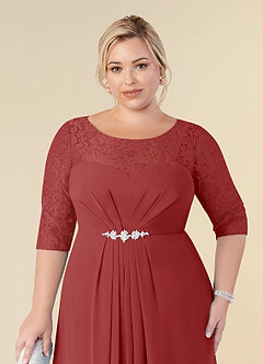 Azazie Leonine Mother of the Bride Dresses Rust A-Line Scoop lace Chiffon Dress image12
