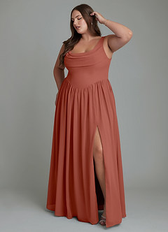 Azazie Novi Bridesmaid Dresses Auburn A-Line Pleated Chiffon Dress image9