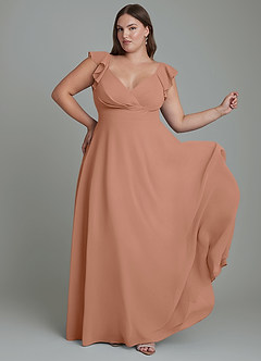 Azazie Leilani Bridesmaid Dresses Bronzer A-Line Pleated Chiffon Dress image8