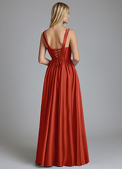 Azazie Delmie Brudtärnklänningar Klä av A-Linje i Stretch Satin Korsett Rost image2