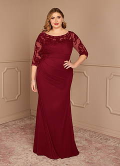 Azazie Alisondra Mother of the Bride Dresses Burgundy Sheath Scoop Lace Lace Dress image8