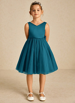 Azazie Sarina Final Sale Black A-Line Bow Tulle Dress image2