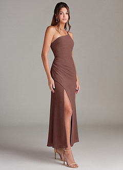 Azazie Eren Bridesmaid Dresses Espresso Mermaid One Shoulder Chiffon Dress image4