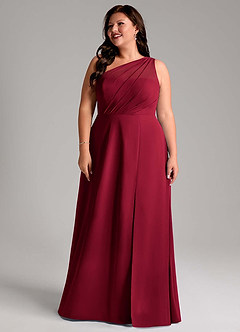 Azazie Phaedra Bridesmaid Dresses Burgundy A-Line One Shoulder Chiffon Dress image8